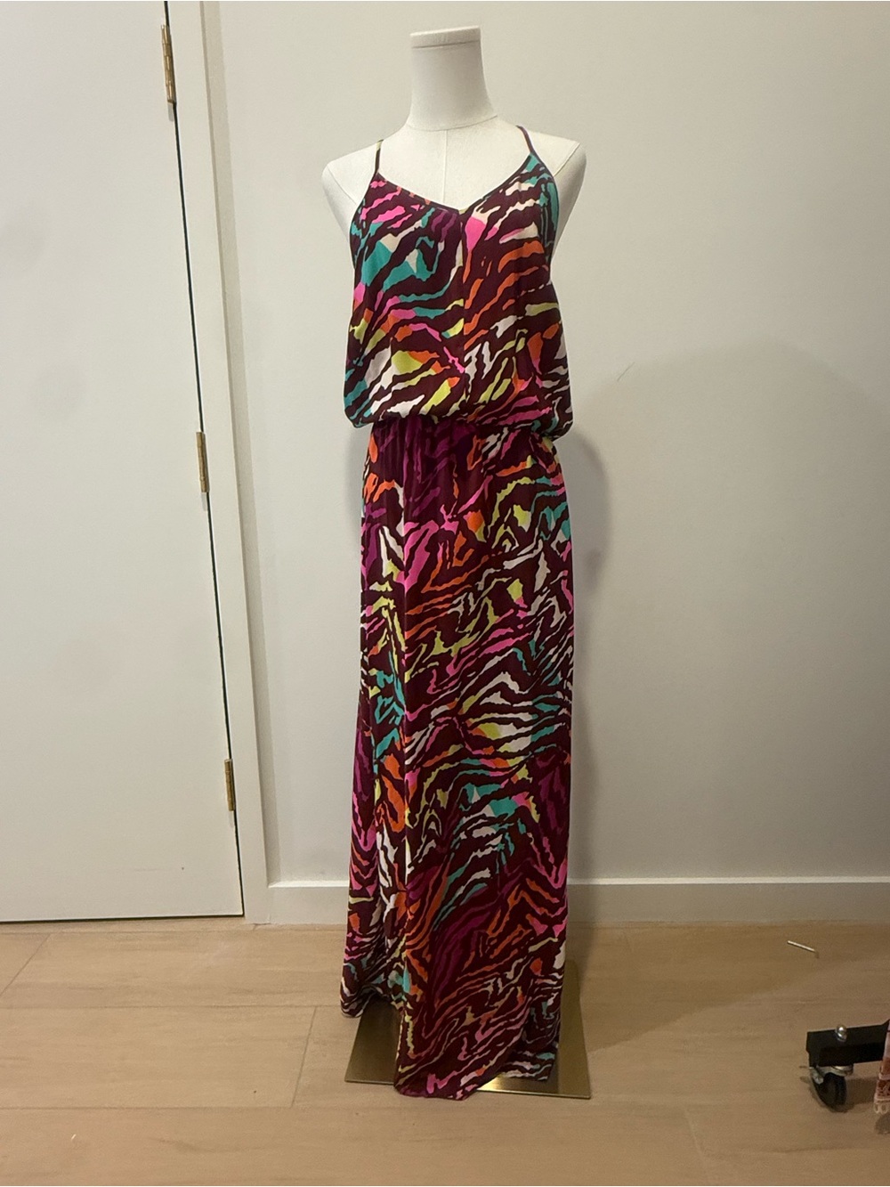 Amanda Uprichard Vibrant Multicolor Zebra-Print Maxi Dress